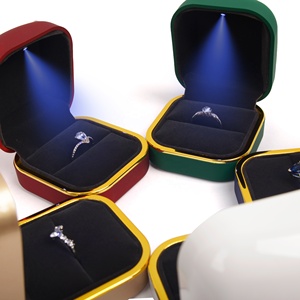Chen lu sang trọng chiếu sáng hộp đồ trang sức với ánh sáng dẫn, màu xanh lá cây Nhẫn trường hợp & Hộp Vòng cổ cho đề nghị/món quà cưới - Product Image 6