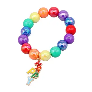 Braccialetto per bambini simpatico cartone animato braccialetto per bambina accessori per bambini perline arcobaleno