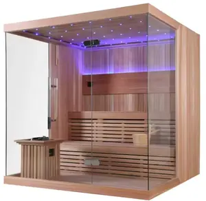 Sauna extérieur de luxe en bois massif pour 6 personnes Chambres à vapeur sèches traditionnelles