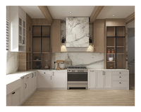 Armoires de cuisine en aluminium blanc perle vintage de style européen, modulaires, prêtes à assembler