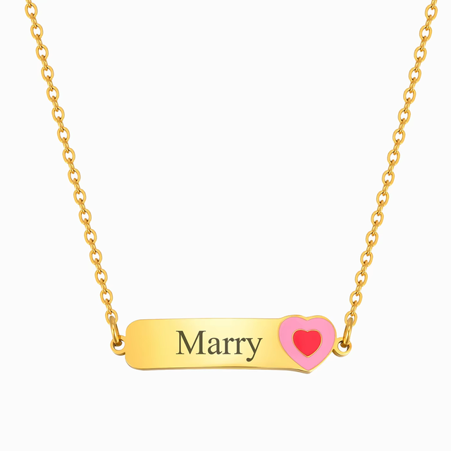 Zhongzhe Children Heart Necklace Custom Name 18K Gold Plated 316L Stainless Steel Love Heart Shape Necklaces for Engraving