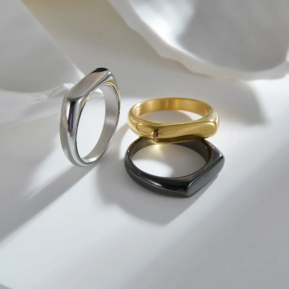 2023 модное позолоченное 4 мм простое кольцо для вечеринки, уникальное серебряное кольцо из титановой стали для женщин и мужчин