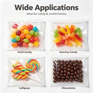 Sachet refermable personnalisé à fermeture éclair, transparent, blanc, noir, pour emballage alimentaire (sucre, bonbons, chips) - Product Image 5