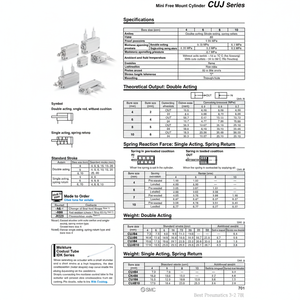 กระบอกเมาท์ฟรี SMC ขนาดเล็ก CUJB10-8D ชิ้นส่วนนิวเมติก - Product Image 1