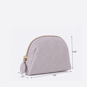 Elegant Embossed Velvet Mini Cosmetic Pouch with Gold Zipper and Round Puller for <b>Makeup</b> Storage and Bridesmaid Gifts - Product Image 2