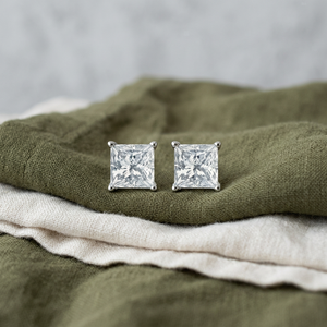 Princess Cut 6.00x6.00mm Filled Diamond <b>Stud</b> <b>Earrings</b> 18K Solid Gold IGI Certified Luxury Women Classic Engagement Jewelry - Product Image 2