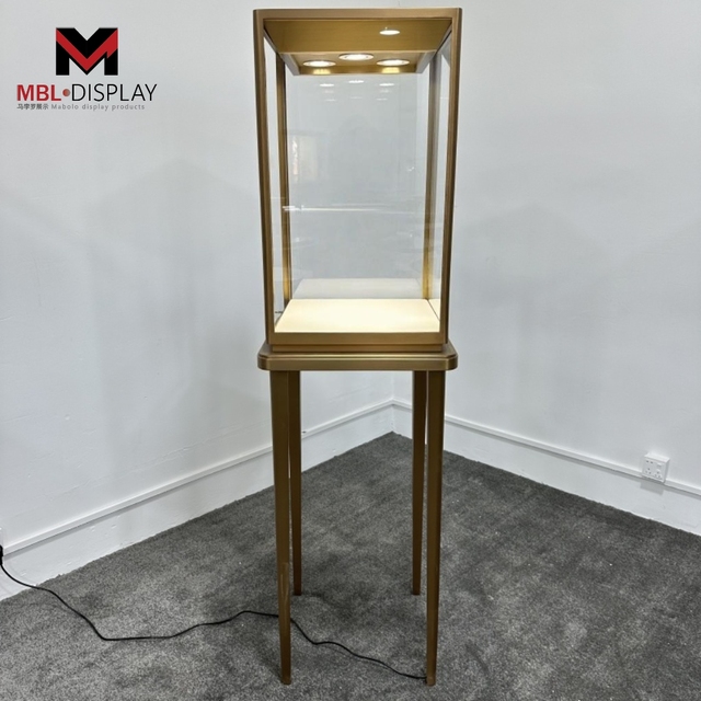 Custom LED Lighting Jewelry Display Glass Showcase for Shopping Malls Exhibition Stand Metal Custom Design Jewelry Showcase