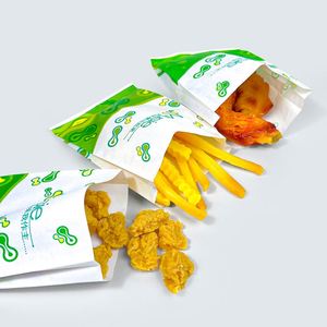 Sacs en papier biodégradables personnalisés pour hamburgers, poulet frit, hot-dogs, sacs en papier bon marché résistants à la graisse pour aliments frits, jetables - Product Image 2