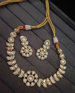 สร้อยโชคเกอร์โลหะทองเหลืองพร้อมอัญมณีสำหรับงานแต่งงานงานหมั้นวันครบรอบวันแต่งงานชุดเครื่องประดับแฟชั่นชุดของขวัญ - Product Image 1