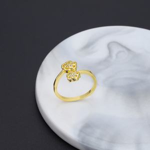 Bague Jxx Fashion plaquée or 24 carats en cuivre micro-zircon personnalisée, design tendance papillon et fleur pour femme, en laiton - Product Image 4