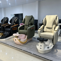 Fauteuil de pédicure électrique de luxe, fauteuil de spa pour les pieds en PU matelassé avec bassin en cristal pour salon de manucure haut de gamme