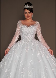 Fábrica de China Vestido de novia de manga larga Vestido de novia de encaje Guangzhou Vestidos de novia blancos - Product Image 4