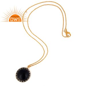 Collar con Colgante de Circonita Azul Redonda, Collar de Plata Chapado en Oro de Moda para Chicas, Proveedor de Joyería - Product Image 2