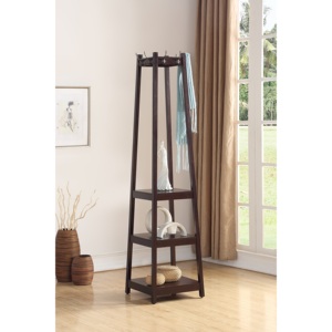 Porte-manteau Vassen avec 3 étagères de rangement, finition expresso, organisateur d'entrée - Product Image 5