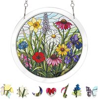 Kit de puzzle en acrylique personnalisé, attrape-soleil en verre teinté, motif colibri et coucher de soleil, décoration à suspendre à la fenêtre, cadeau artisanal
