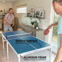 Vente en gros OEM Petite table de ping-pong pliable en MDF Mini table de ping-pong rouge Vente en gros Table de ping-pong amovible pour jeux d'enfants