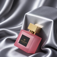 Flacons de parfum de luxe prêts à être expédiés, flacons de parfum avec boîte, 30 ml, 50 ml, 100 ml, verre mat rose vide avec bouchon doré/argenté