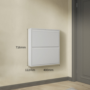 Armoire à chaussures murale en métal au design moderne, 3 tiroirs à rabat, sans assemblage requis, étagères à chaussures en MDF pour hôtels et appartements - Product Image 2