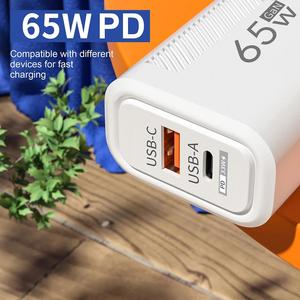 Caricabatterie USB Type <span class=keywords><strong>C</strong></span> GaN da 65W con ricarica rapida, spina US/EU, PD 3.0, caricatore da parete da viaggio per telefono, adattatore per <span class=keywords><strong>iPhone</strong></span> e Samsung - Product Image 6