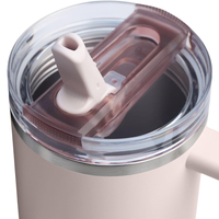 Gobelet isotherme personnalisé sans BPA, pour eau chaude et froide, 40 oz, en acier inoxydable, avec paille rabattable et poignée