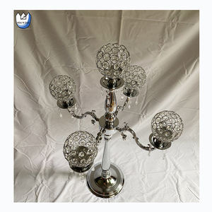 YOUYIZUO Luxury Gold Clear Beads 5 brs argento portacandele antiche candelabri moderni <span class=keywords><strong>lampadario</strong></span> in cristallo di metallo - Product Image 4