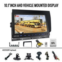 Système de recul AHD HD à double caméra | Moniteur 10,1 pouces IP69K | Anti-vibration 17.3G | Prise d'aviation à 4 broches | Pour camion-grue, bus 12V-36V