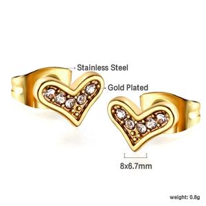 Fashion Jewelry Wholesale Butterfly <b>Earrings</b> Gold Plated Trending 18K Stainless Steel <b>Small</b> Cute love Heart Zircon <b>Stud</b> <b>Earrings</b> - Product Image 3