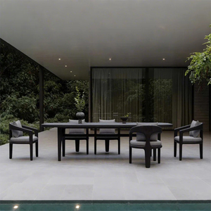 Ensemble de table et chaises de salle à manger en teck pour l'extérieur, table de jardin en teck imperméable pour patio - Product Image 2