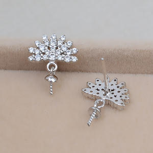 Pendientes de Plata de Ley S925 Personalizados con Forma de Lazo y Gancho Largo, Perla, Accesorios de Joyería DIY Semiterminados 1221 para Mujer - Product Image 2