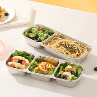 Boîte à lunch bento en acier inoxydable 304 de qualité alimentaire, hermétique, anti-fuite, avec couvercles en plastique, triple niveau 3