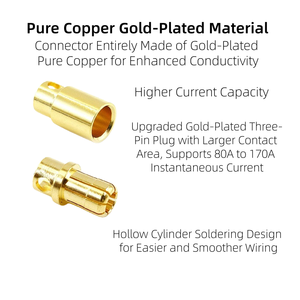 Conector Amass GC8010 Serie 8.0mm Macho y Hembra, 80A, de Alta Resistencia, Chapado en Oro, para Sistemas de Alimentación de Drones y Modelos Industriales - Product Image 2