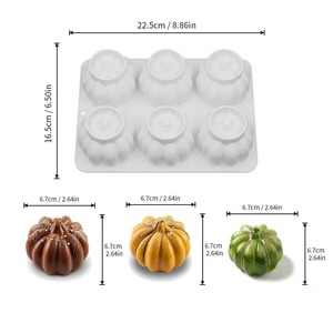 Molde de silicona de 6 cavidades para pastel de calabaza, apto para alimentos, antiadherente, bandeja para hornear postres, molde DIY para fondant, chocolate, dulces y jabón para Halloween - Product Image 4