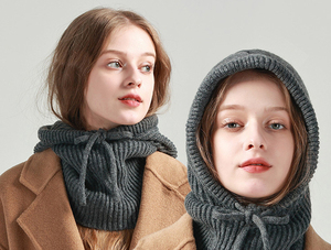 Venta al por mayor gorro de calavera de punto cálido con cordón Hoddied bufanda sombrero pasamontañas para pesca deportiva uso diario ropa de playa - Product Image 6