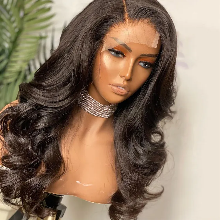 Wavy 13X4 hd lace frontalWig Deep Bleached Knots Transparent Hd Lace Brazilian Human Hair Wigs For Black Women