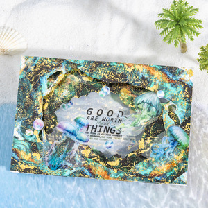 1 Rollo de Cinta Adhesiva Troquelada Serie Ondas de <span class=keywords><strong>Brisa</strong></span> Marina con Estampado en Caliente y Tema de Color Degradado, Pegatinas Decorativas - Product Image 3