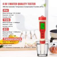 Testeur de qualité de l'eau 40 w 4 en 1, PH TDS EC température ATC et écran LCD à calibrage automatique pour Aquariums hydroponique