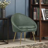 Fauteuil de loisirs moderne en cuir PU et velours avec pieds en métal - Meuble confortable pour salon, chambre, salle à manger, hôtel, appartement