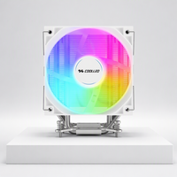 Dissipateur thermique COOLLEO A61 blanc avec 6 caloducs, LED ARGB et ventilateur PWM 4 broches de 120 mm à roulement fluide pour le refroidissement de boîtier d'ordinateur