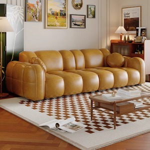 Ensemble modulaire sectionnel moderne en cuir véritable de luxe - canapé et fauteuil individuel pour salon - Product Image 2