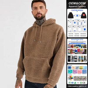 JL-12152 OEM Plain Brown Hoodies Hommes Agneau En Peluche Épaissie Chaud À <span class=keywords><strong>Capuche</strong></span> Lâche Casual Sherpa Hoodies pour Hommes - Product Image 1