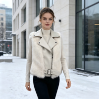 Gilet en fausse fourrure tendance pour femmes, veste chaude pour l'automne/hiver, personnalisable en taille, couleur et logo