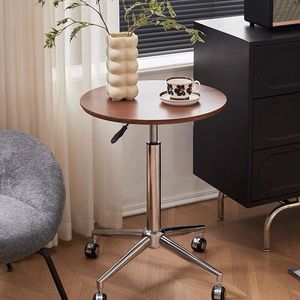 Wan Yusen <b>Round</b> <b>Coffee</b> <b>Table</b> Wood Top Height Adjustable Movable Rotatable For Living Room Home Use - Product Image 1