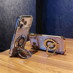 아이폰 17 프로 맥스 17 에어 16 15 14 13 <span class=keywords><strong>12</strong></span> 마그네틱 링 홀더 용 전기도금 4 코너 저항 그라데이션 글리터 전화 케이스 - Product Image 5