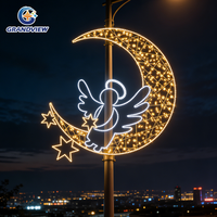 Kommerzielle doppelseitige LED-Sternschnuppen-Motivleuchte für Straßenlaternen, Weihnachtsdekoration für Kommunen, Freizeitparks und Einkaufszentren