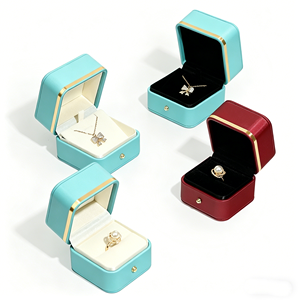 Custom logo Gold-trimmed PU Leather Rounded Corner <b>Ring</b> and Bracelet Boxes, Jewelry Packaging Boxes, Wholesale and On-demand - Product Image 3