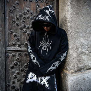 <strong>Gothic</strong> Streetwear Y2K Winter Full Zip up Hoodie <strong>Jacket</strong> Men's Dark Spider Rhinestone <strong>Gothic</strong> Punk Oversized Hoodies Custom Logo - Product Image 1