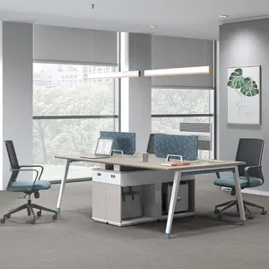 Mobiliário do escritório modular moderno 4 pessoas, mesa executiva com baffle 4-pessoa estação de trabalho