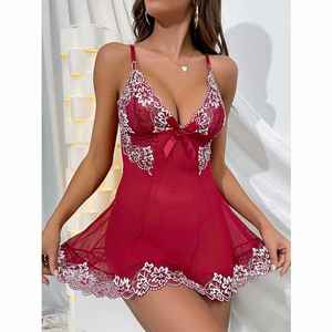 Camisones Sexys de Encaje y Satén para Mujer, Ropa de Dormir, Pijama, Ropa de Casa, Vestidos Elegantes, Disfraz para Fiestas - Product Image 4