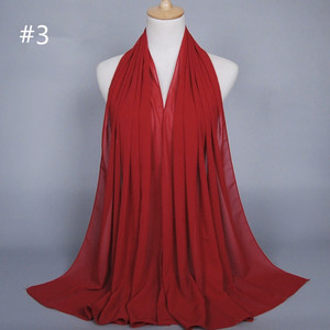 2020 delle signore Piega Bolla di Colore Solido Chiffon di Spessore Malaysia Sciarpa Musulmana del Hijab - Product Image 4