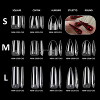 Capsules d'ongles en gel souple de forme amande moyenne, 16 tailles, résistantes, pré-remplies, pour nail art, pour la reconstruction des cuticules fines et l'extension des doigts